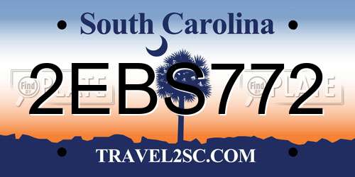 2EBS772 South Carolina License Plate
