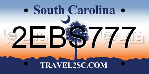 2EBS777 South Carolina License Plate