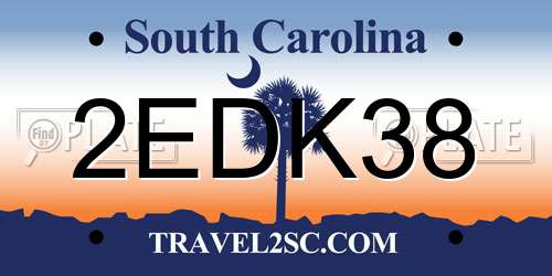 2EDK38 South Carolina License Plate