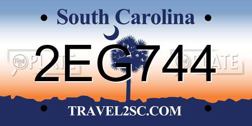 2EG744 South Carolina License Plate