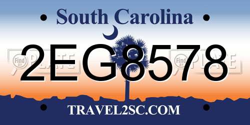 2EG8578 South Carolina License Plate