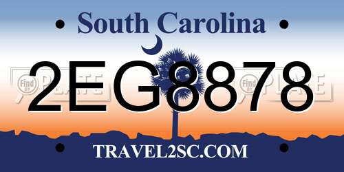 2EG8878 South Carolina License Plate