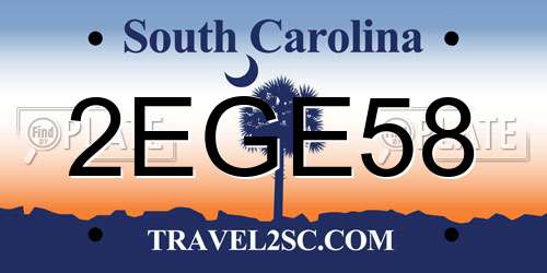 2EGE58 South Carolina License Plate