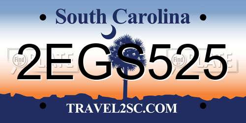 2EGS525 South Carolina License Plate