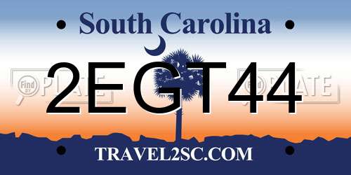 2EGT44 South Carolina License Plate