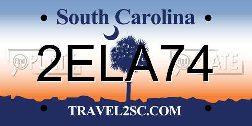 2ELA74 South Carolina License Plate