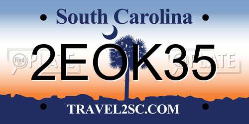 2EOK35 South Carolina License Plate