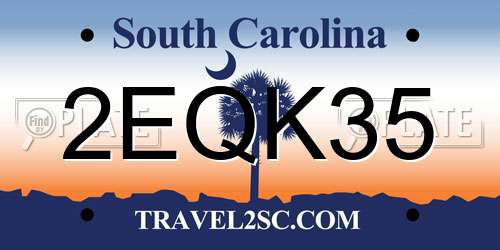 2EQK35 South Carolina License Plate