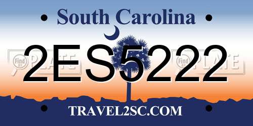 2ES5222 South Carolina License Plate
