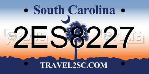 2ES8227 South Carolina License Plate