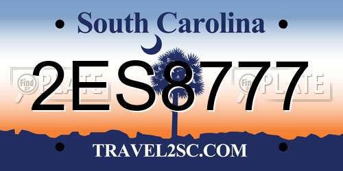 2ES8777 South Carolina License Plate