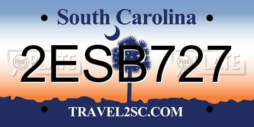 2ESB727 South Carolina License Plate