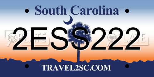 2ESS222 South Carolina License Plate