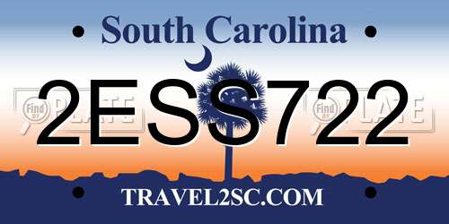 2ESS722 South Carolina License Plate