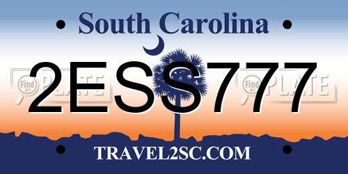 2ESS777 South Carolina License Plate