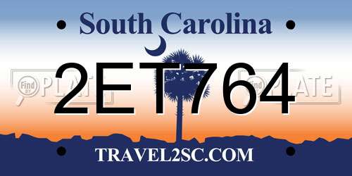 2ET764 South Carolina License Plate