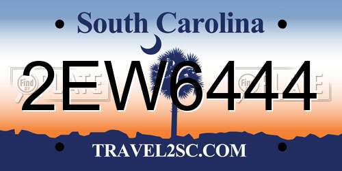 2EW6444 South Carolina License Plate