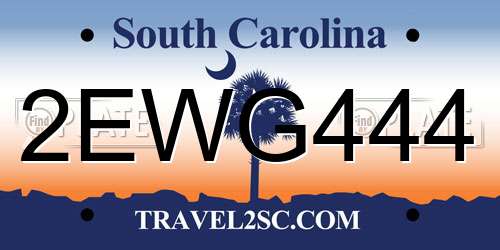 2EWG444 South Carolina License Plate