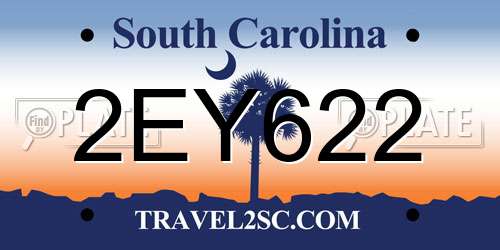 2EY622 South Carolina License Plate