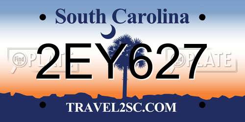 2EY627 South Carolina License Plate