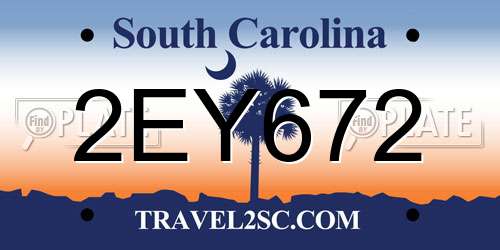 2EY672 South Carolina License Plate