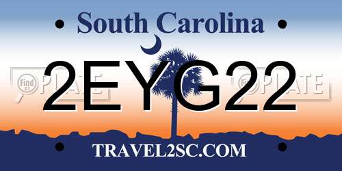2EYG22 South Carolina License Plate
