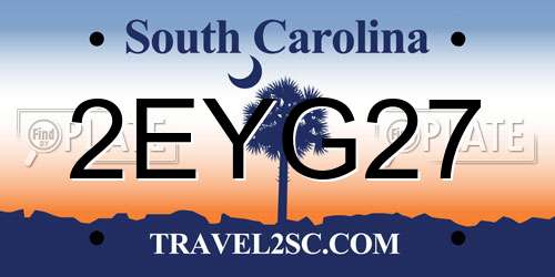 2EYG27 South Carolina License Plate