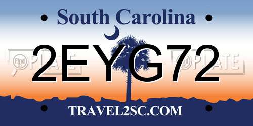 2EYG72 South Carolina License Plate