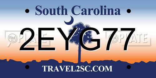 2EYG77 South Carolina License Plate