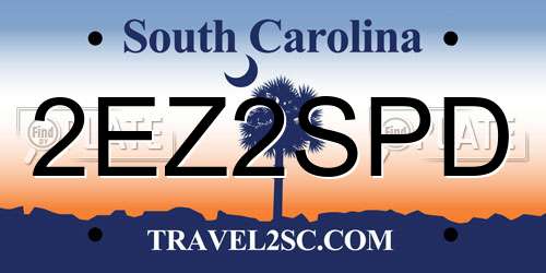 2EZ2SPD South Carolina License Plate