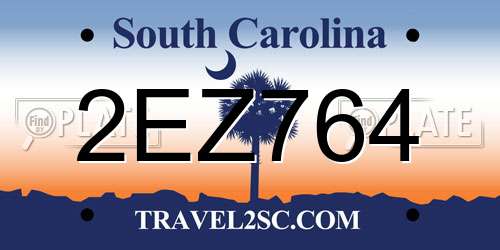 2EZ764 South Carolina License Plate