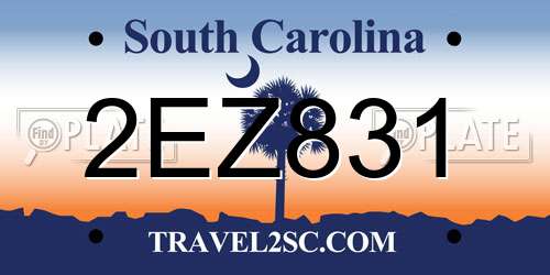 2EZ831 South Carolina License Plate