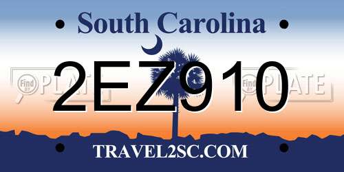 2EZ910 South Carolina License Plate