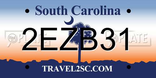 2EZB31 South Carolina License Plate
