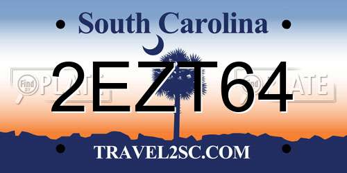 2EZT64 South Carolina License Plate