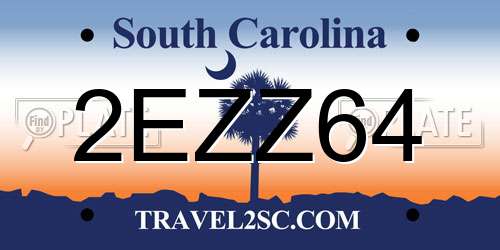 2EZZ64 South Carolina License Plate