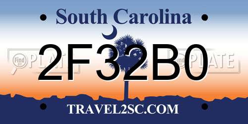 2F32B0 South Carolina License Plate