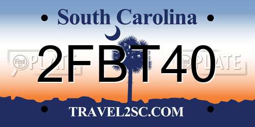 2FBT40 South Carolina License Plate