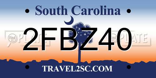 2FBZ40 South Carolina License Plate
