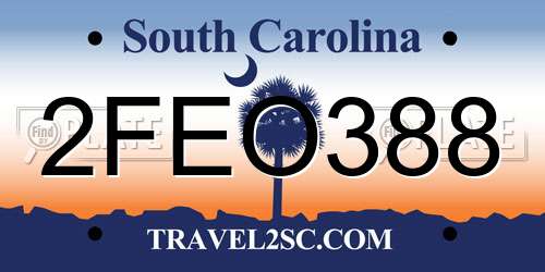 2FEO388 South Carolina License Plate