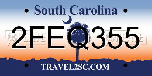 2FEQ355 South Carolina License Plate