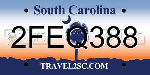 2FEQ388 South Carolina License Plate