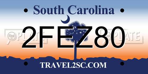 2FEZ80 South Carolina License Plate