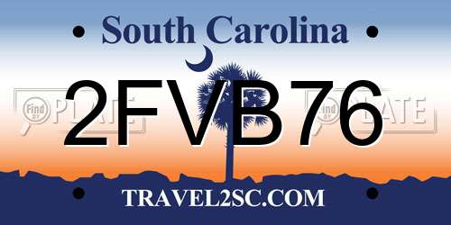 2FVB76 South Carolina License Plate