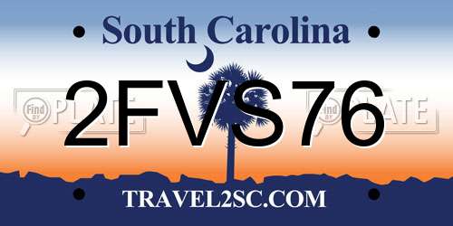 2FVS76 South Carolina License Plate