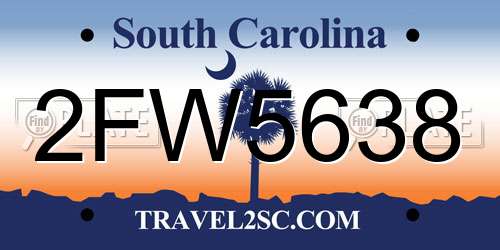 2FW5638 South Carolina License Plate
