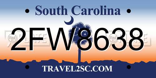 2FW8638 South Carolina License Plate