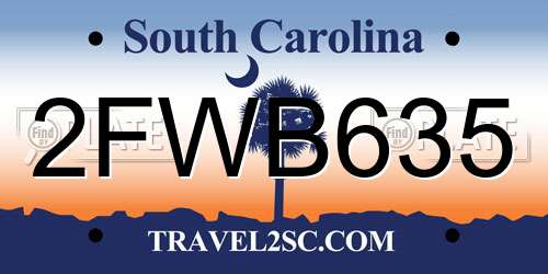 2FWB635 South Carolina License Plate