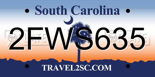 2FWS635 South Carolina License Plate