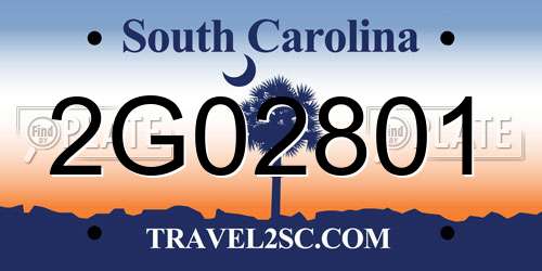 2G02801 South Carolina License Plate